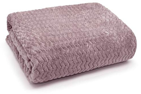 Wave Luxury Flannel Fleece Throw Blanket Sofa Couch Wavy Teddy Soft Bed Throw Blanket 3D Chevron Pattern all seasons blanket (Mauve, 150cm x 200cm)