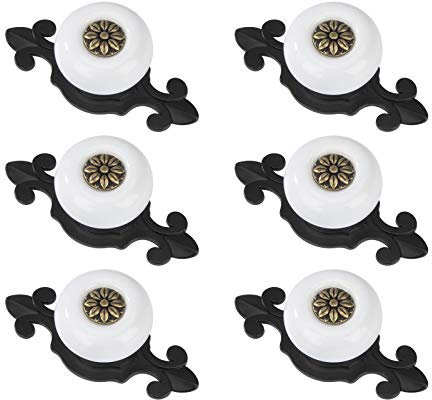 MengH-SHOP Pomolo per Mobile Rotondo Pomelli per Porta Vintage Maniglia per Armadietto con Viti per Porte Armadietti Cassetti e Guardaroba Accessori Mobili 6 Pezzi Nero e Bianco
