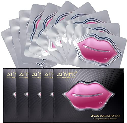 Masque à lèvres 10 pièces, masque à lèvres au collagène, masques à lèvres hydratants, anti-âge, exfoliant, hydratant, adapté aux lèvres sèches et gercées.