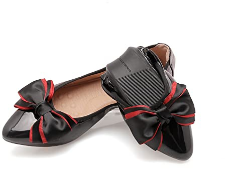 MACHSWON Chaussures plates pliables pour femme - Bout pointu - Nœud papillon - Confortables et respirantes, Noir , 37 EU