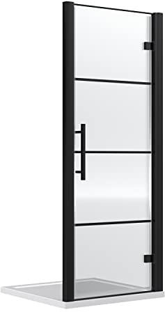 Hudson Reed ADHD90-E8 Apex Modern Bathroom 8mm Toughened Safety Glass Reversible Easy Fit Hinged Door, 900mm, Matt Black