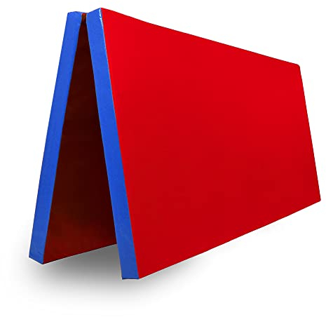 Grevinga Klappbare Turnmatte RG 35 – 200 x 200 x 6 cm - ROT/BLAU - Made in Germany - Faltbare Gymnastikmatte für Fitness, Sport und Gymnastik, Rutschfest und Platzsparend, Weichbodenmatte, XXL