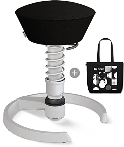 aeris Swopper mit extra Baumwolltasche, Ergonomischer Hocker, Bürohocker höhenverstellbar, Vielseitiger Sitzhocker für einen gesunden Rücken, Bürostuhl ohne Rollen, 45-59 cm Sitzhöhe, Feder Standard