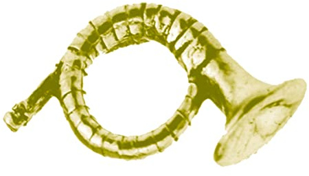 C22 Jagdhorn-Anstecknadel mit Schmetterlingsverschluss, Gold-Chrom-Finish, englisches Zinn, Einheitsgröße, Metall, Solider Zinnstift