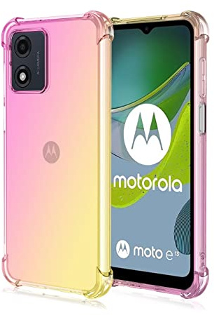 Topme Funda para Teléfono para Motorola Moto E13 (6.5 Inches), Funda para Teléfono Móvil con Gradiente de Color Transparente de Silicona Suave de TPU - Oro Rosado