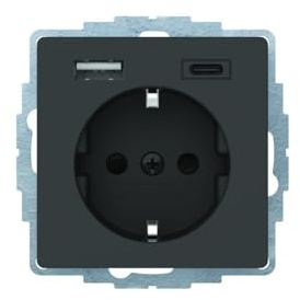 BERKER Steckdose SCHUKO/USB A-C Q1/Q3 anth.samt 48046086