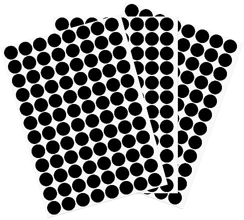 sourcing map 3 Sheet/288Pcs Screw Hole Cover Stickers, 15mm Dia PVC Self Adhesive Covers Caps Dustproof for Wood Furniture Cabinet Shelf Wardrobe, Black