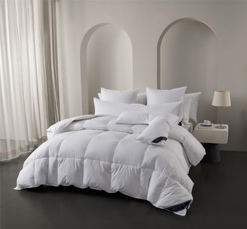 Littens All Seasons Duo 15 Tog Extra Warm Emperor Bed Size White Duck Feather & Down Winter Thermal Duvet Quilt, 230TC 100% Down-Proof Cotton (4.5 10.5 Tog) 290cm x 235cm Energy Efficient