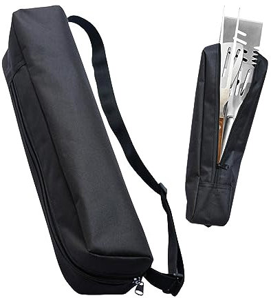 QKDS Borsa portaoggetti barbecue, tessuto Oxford, impermeabile, utensili griglia, campeggio, picnic (57 x 10 x 10 cm)