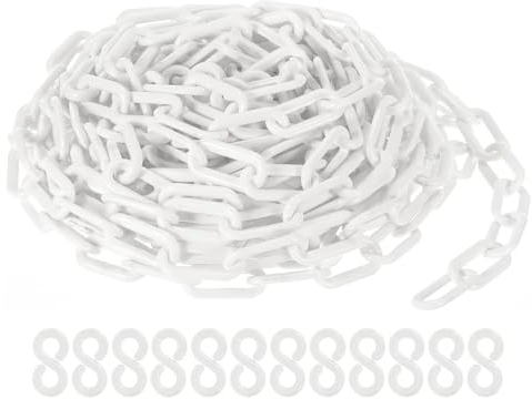 PATIKIL 50 Foot Plastic Chain Links, 2inch Safety Barrier Chain White for Crowd Control, Queue Line, Parking, Fence, Gate, Concert, Construction Site and Decoration
