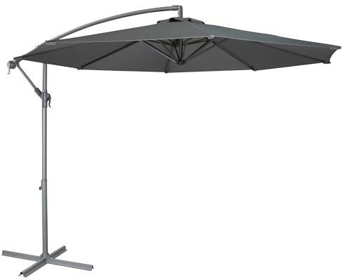Dellonda Ø3m Banana Parasol/Umbrella with Cover & Crank Handle, Grey - DG264
