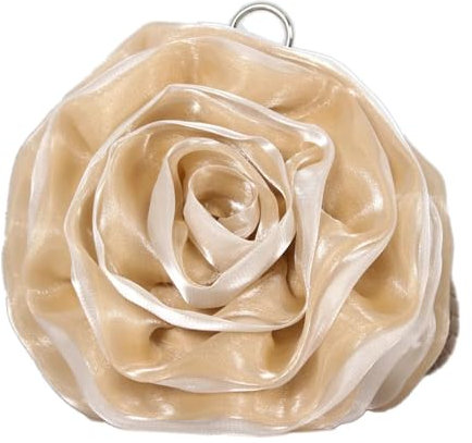 YUEZHAN Abendtasche Damen Clutch Braut Rose Blume Abend Clutch Geldbörse Frauen Tasche Kleine Handtasche Dame Seide Hochzeit Dekorieren Totes Party Brautjungfer Geschenk Geldbörsen Aprikose