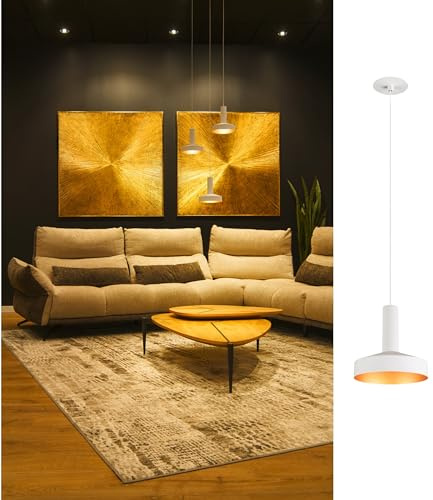 SLV LALU® Pendelleuchte TETRA 14 Einbau Weiß | Hängelampe mit warmweißen LED dimmbar | Hochwertiger Aluminium Lampenschirm Durchmesser 14cm | Ideal für Esszimmer, Schlafzimmer, Wohnzimmer & Gewerbe