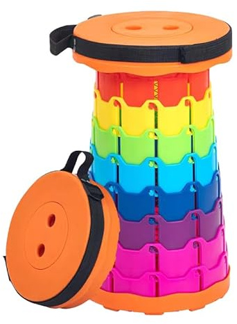 Diabolical Rainbow Telescopic Folding Stool - Camping, Fishing, Festival & Travel Chair (280kg Capacity, Plastic Seat & Frame, Modern Style)