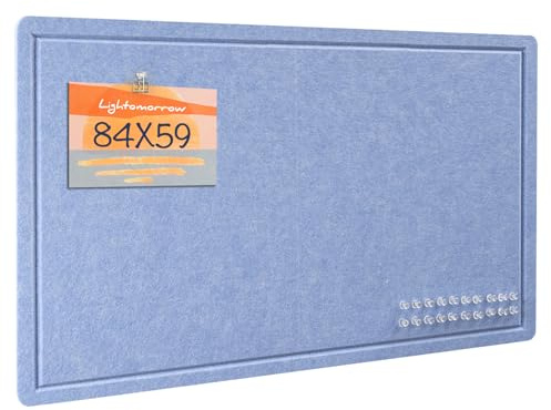 Large Bulletin Board - 84 x 59 Centimeters, Decorative Felt Pin Board for Wall - Foldable Photo Display Board with Self-Adhesive Tape, Includes 20 Push Pins - Lavender Blue