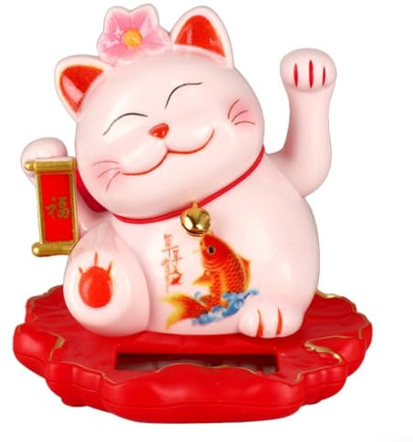 Glückskatze, winkende Katze, solarbetrieben, Maneki Neko, winkende Hände, Glückskatze Glückskatze Glückskatze Reichtum Willkommenskatze Zuhause Auto Dekoration (2314-Pink)