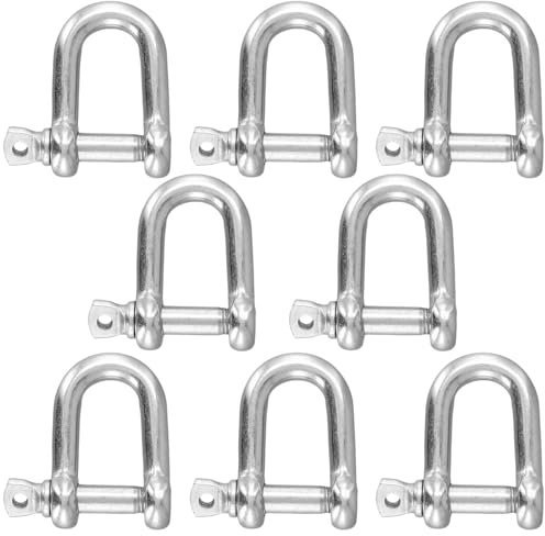 KOHAND 8 PCS M12 D Shackle, Stainless Steel D Shape Ring Heavy Duty Shackles for Rope Chain Link and Outdoor Indoor Application