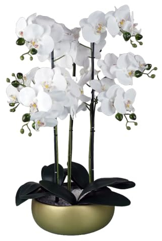 Botanik Maceta de cerámica Artificial de orquídea de Oro Blanco de 60 cm