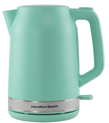 Hamilton Beach Electric Kettle, Ella, 1.7L, Boil Dry Protection, Auto Shut Off, Detachable Filter, Lift & Grip Handle, Push Button Lid, Water Level Window, UK Strix Technology, Matte Mint - HBK3045MM