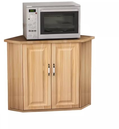 Eckschrank Wohnzimmer Holz mit Tür Mehrschichtige Lagerung, Eckschrank Küche Organizer Leicht zu Reinigen, Eckschrank Badezimmer Klein(Natural,80 x 50 x 50 cm)