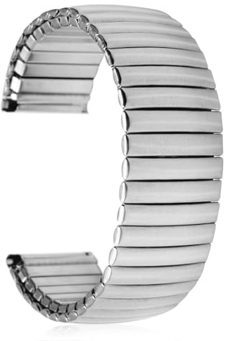 Hearkent Correa de reloj elástica para hombre y mujer, banda elástica de 18/20/22 mm, correa de reloj de acero (Plata, 22mm)