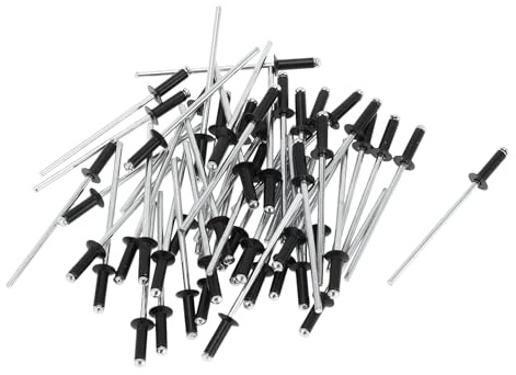 Motoforti Offene Enden Großkopf Blindnieten 50Stk Aluminiumlegierung Eisen | Silberton Schwarz, Griffdurchmesser 2,4 Mm, Grifflänge 10 Mm, Flanschdurchmesser 5 Mm, Für Wohnwagen, Anhänger, Möbel