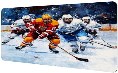Grand tapis de souris de course de hockey sur glace pour bureau, maison, ordinateur portable, base en caoutchouc antidérapant, 890 x 400 mm
