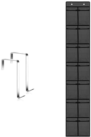 Tsathoggua Organizer über der Tür für Schuhe, Schuhregal Tür Hängend mit 2 Haken, Schuhaufbewahrung Hängend Platzsparend, Schuh Organizer für Schrank, Schlafzimmer, Badezimmer (14 Taschen Schwarz)