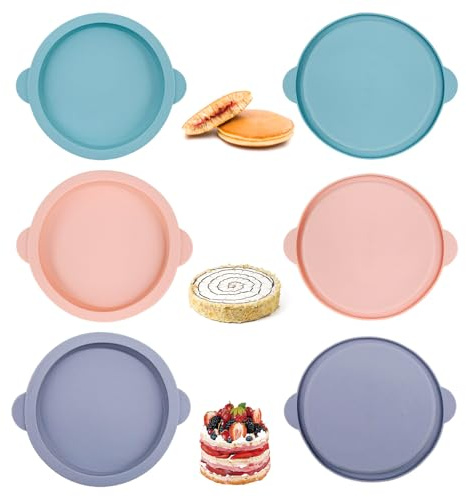 Mritrit 6 Stucks Ø 10cm Silikon Backform Rund, 4 Zoll Antihaft Silikonform für Heißluftfritteuse, Spiegeleiform Pancake Form für Airfryer, Brötchen Backform für Kuchen