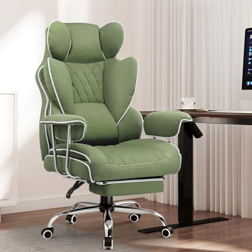 GTPLAYER Gaming Chair, Executive Office Desk Chair with Footrest Ergonomic Heavy Duty High Back Lumbar Support Home Recliner Swivel Computer Chairs, Green