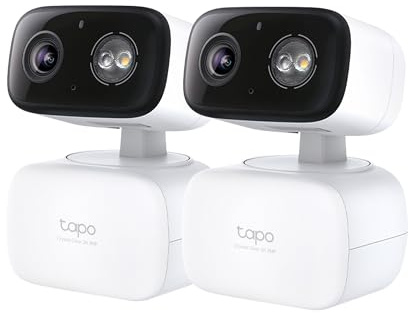 Tapo 2K Indoor/Outdoor Pan/Tilt Wired Security Camera - Baby Monitoring, Person & Baby Cry Detection, 360° Motion Tracking, Night Vision, No-Subscription Local Storage or Optional Cloud, C216 (2-Pack)