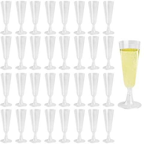 XiangJunly 36 calici da champagne in plastica riutilizzabili, bicchieri da prosecco, 160 ml, bicchieri da vino trasparenti per matrimoni, feste di compleanno, picnic