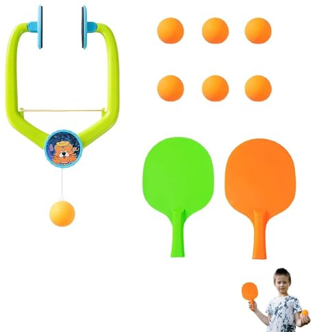 9PCS Doorframe Ping Pong Game Set, Ping Pong Set With Racket And Balls Table Tennis Bats Adjustable Hanging Table Tennis Trainer for Interactive Games and Exercise Hand-Eye Coordination Games For Fun