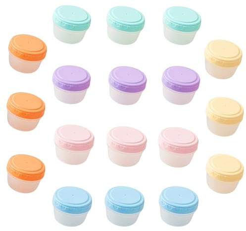 WIYETY 18 recipientes pequeños para congeladores de 77 ml con tapa, a prueba de fugas, latas pequeñas con tapa de plástico, fiambrera, pequeños recipientes para alimentos, sin BPA, apilables y