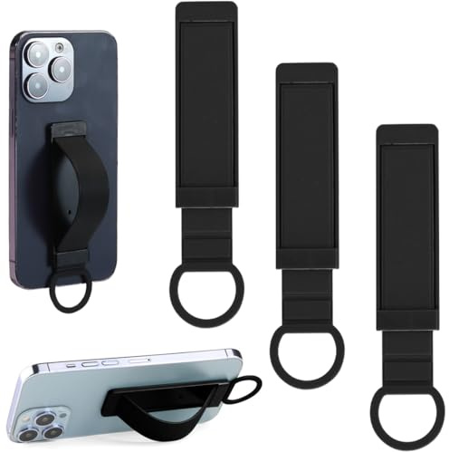 KIRZAX 3X Support Doigt Smartphone,Avec anneau,Sangle poignée Dos Smartphone Dragonne Noire,Accessoire Doigt pour téléphone Portable