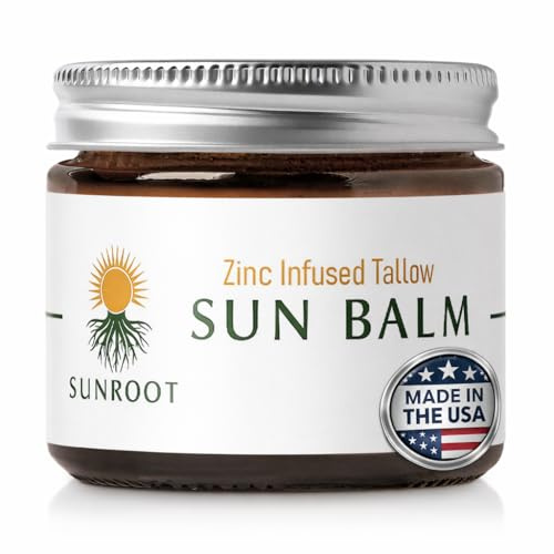 Sunroot Naturals Beef Tallow Sun Balm - Mineral inc Oxide | Natural Protective Moisturizer & Barrier Cream (1.83 oz)