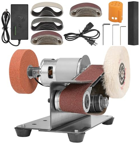 Sbestily 3-in-1 Electric Knife Sharpener & Sharpening System – 7-Speed Adjustable with Belt Sander, for Knife Making, Tool Sharpening, Hunting, Serrated & Kitchen Knives, Wood, Plastic, DIY