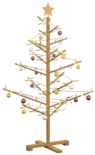 vidaXL Árbol de Navidad de Madera Marrón 125 cm Madera Maciza de Pino, Decoración navideña Moderna, árbol de Madera Resistente, Acento Festivo Funcional, Estilo Elegante para tu Sala