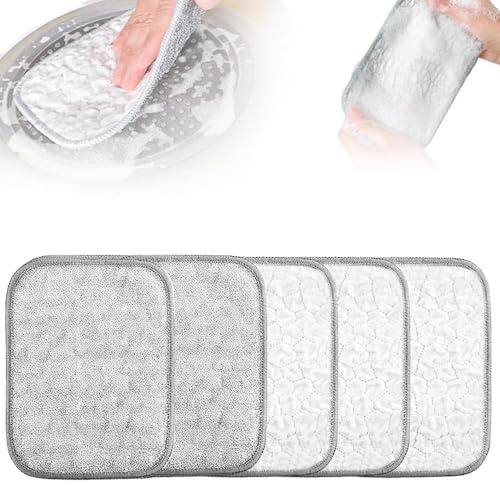 Reusable Wire Miracle Cleaning Cloths, Multipurpose Wire Dishwashing Rags for Wet and Dry, Round Wire Washing Cloth, Non Scratch Wire Dishcloth for Kitchen, Sinks, Pots, Pans (5)