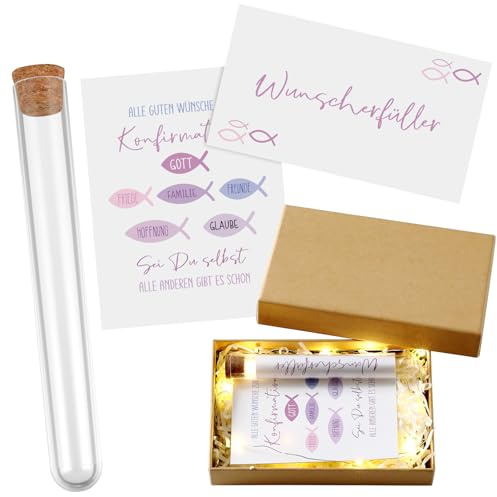 Fiada Konfirmation Geldgeschenk Verpackung, Rosa Ichthyic Motif | Für Erstkommunion, Für Kommunion und Taufe, Mit Reagenzgläser, Mit Konfirmationkarten, Wunscherfüller Geschenkverpackung