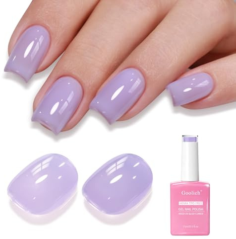Goolich Vernis Semi Permanent Violet Lilas Translucide, 15ML Sans HEMA & TPO Vernis Gel UV Semi Permanent Violet Jelly Transparent Clair Conçu pour le Nail Art, Manucure en Salon