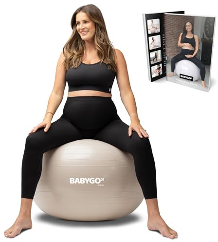 BABYGO Birthing Ball, Pregnancy & Labor, Award Winning Book | Loved By Over 1 Million Moms. Anti-Burst, Non-Slip, Phthalate-Free. Online Exercises for Yoga, Birth & Recovery