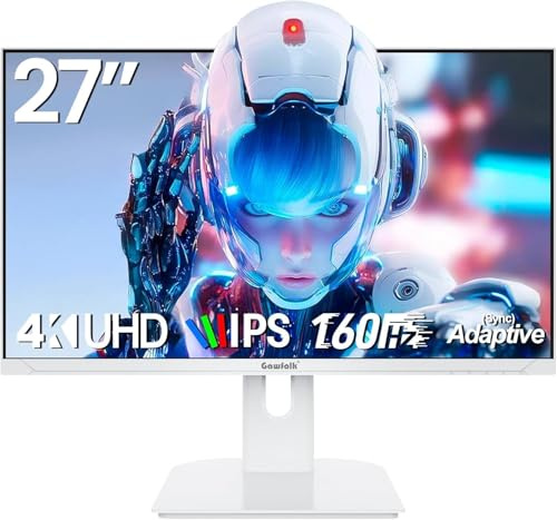 Gawfolk 27 Zoll 4K Gaming Monitor IPS, PC Bildschirm 160Hz UHD 3840 x 2160p, Computermonitors for Home & Office, HDMI 2.1, DP 1.4，weiß