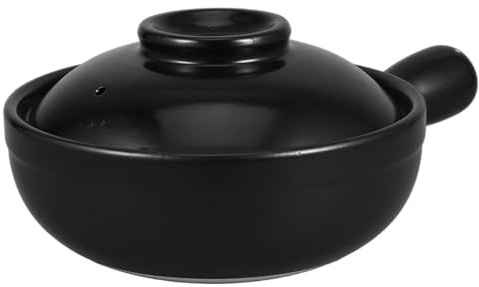 Abaodam Casseruola in Terracotta Giapponese 600 Ml con Coperchio, Pentola di Coccio per Cottura Salutare e Riscaldamento Uniforme, Piccola Pentola Multifunzione per Zuppa, Riso e