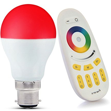 LIGHTEU, 1x WLAN LED Lampe original, 6 W, B22, dimmbar, Farbwechsel Glühbirne mit 4 zonen Fernbedienung, warmweiß