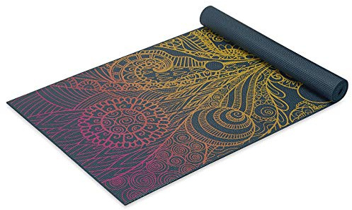 Gaiam Yoga Mat Classic Print Non Slip Exercise & Fitness Mat for All Types of Yoga, Pilates & Floor Workouts, Vivid Zest, 4mm