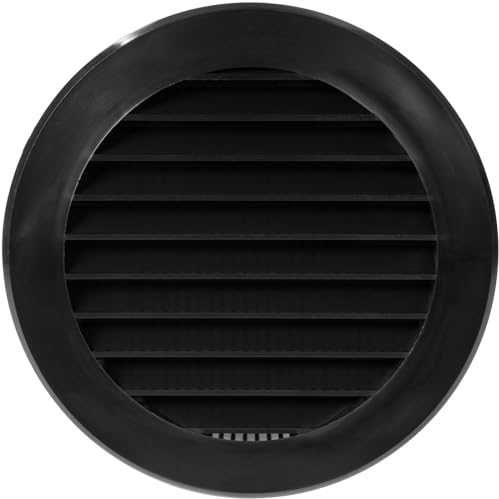 4'' Inch / 100 mm Plastic Vent Cover Black - Round Soffit Vent - Exhaust Ventilation Louver - Air Inlet Grille Cover - Built-in Screen Mesh - HVAC Ventilation