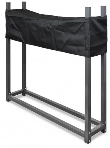 V2Aox Kaminholzregal Regal Aufbewahrung für Kaminholz Brennholz Holzunterstand Kaminholzständer Brennholzregal Metall mit Abdeckung 112 x 115 cm in Anthrazit