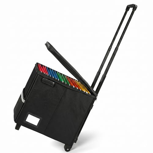 Feuerfeste Aktenbox mit Schloss, wasserdichte Dateiaufbewahrung, Organizer, antistatische Box, faltbare, Aktenbox mit Metallgriff, tragbare Homeoffice Safe Box für Rechtsordner (schwarz)