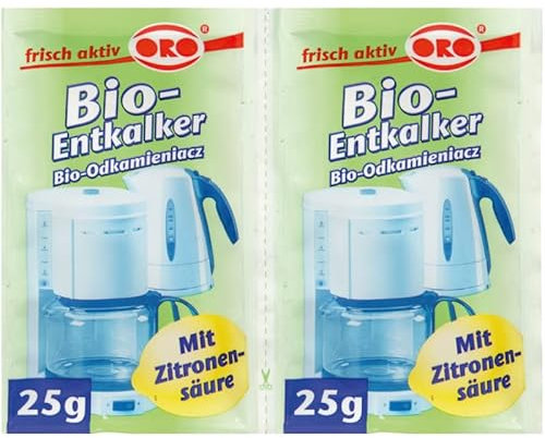 Disincrostante biologico (2 x 25 g) per una rapida pulizia di macchine da caffè, bollitori, macchine per espresso, rimozione di calcare ecologico